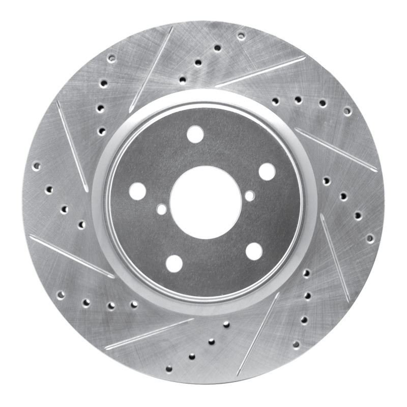 Subaru Legacy Brake Rotor (1) - Front Left - R1 Concepts - Drilled & Slotted - Silver - `06-`21
